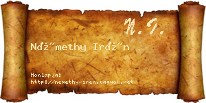 Némethy Irén névjegykártya